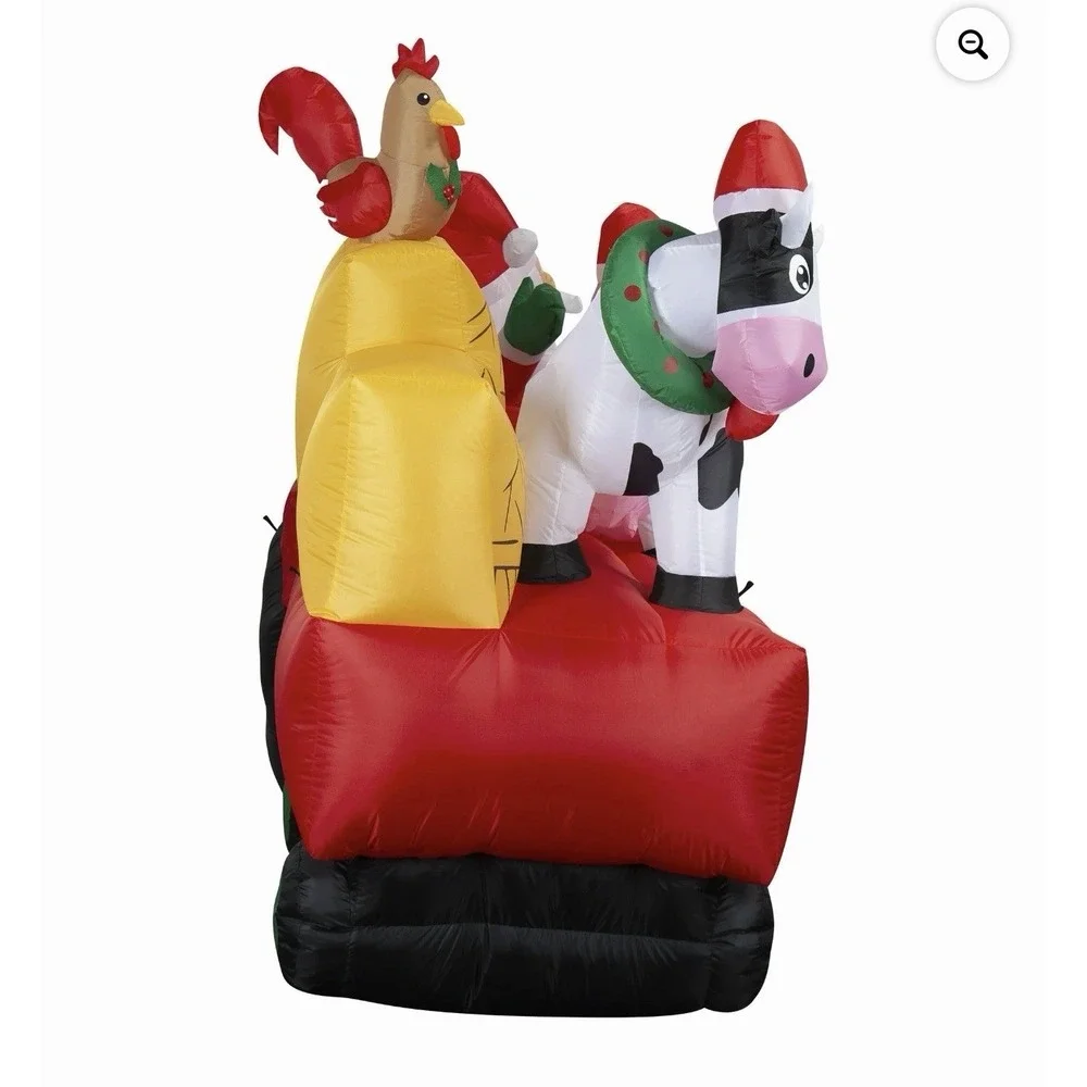 Santas Barnyard Hayride Christmas Airblown Inflatable Holiday Time 10 Ft Wide